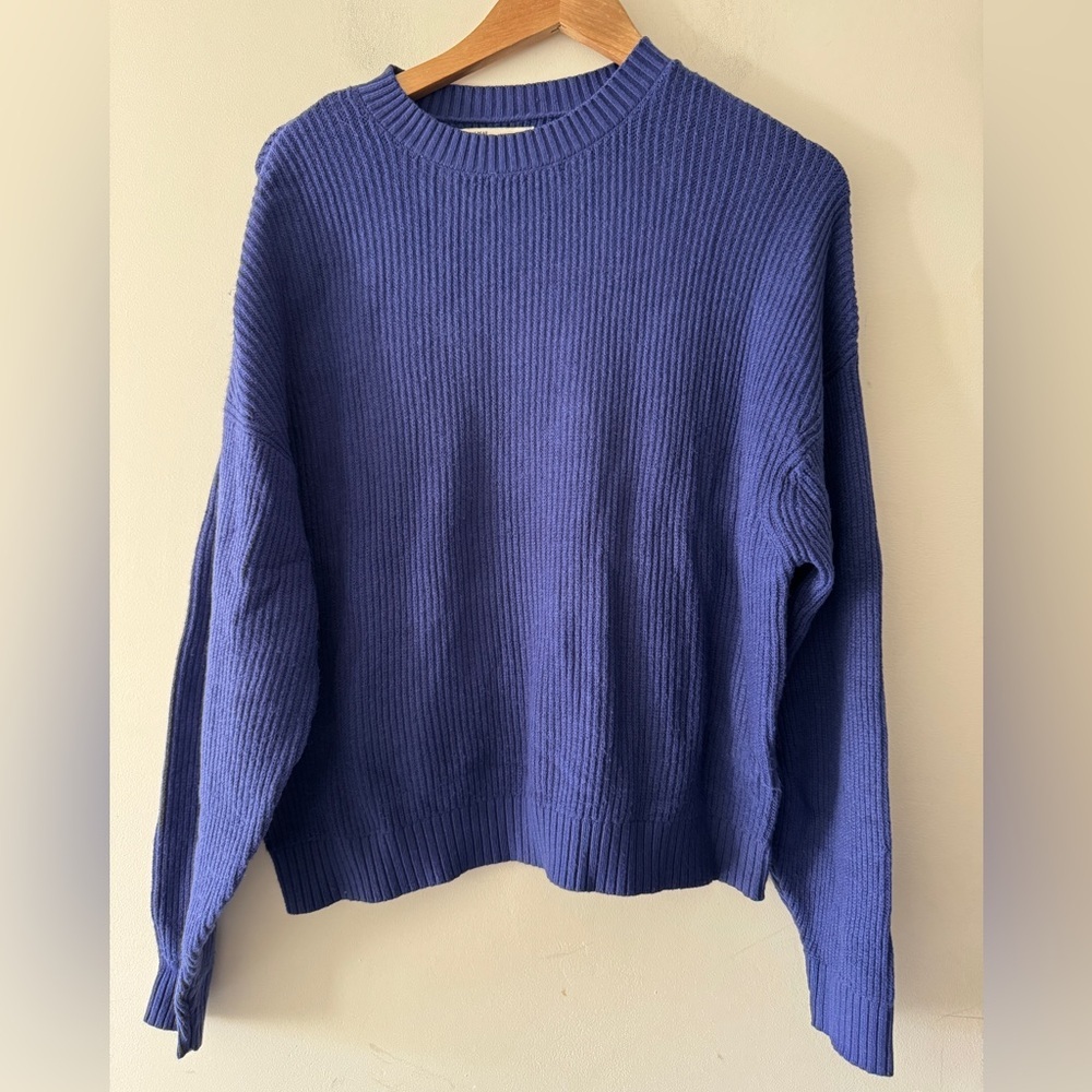 PULL & BEAR Blue Purple Ribbed Cozy Sweater‎